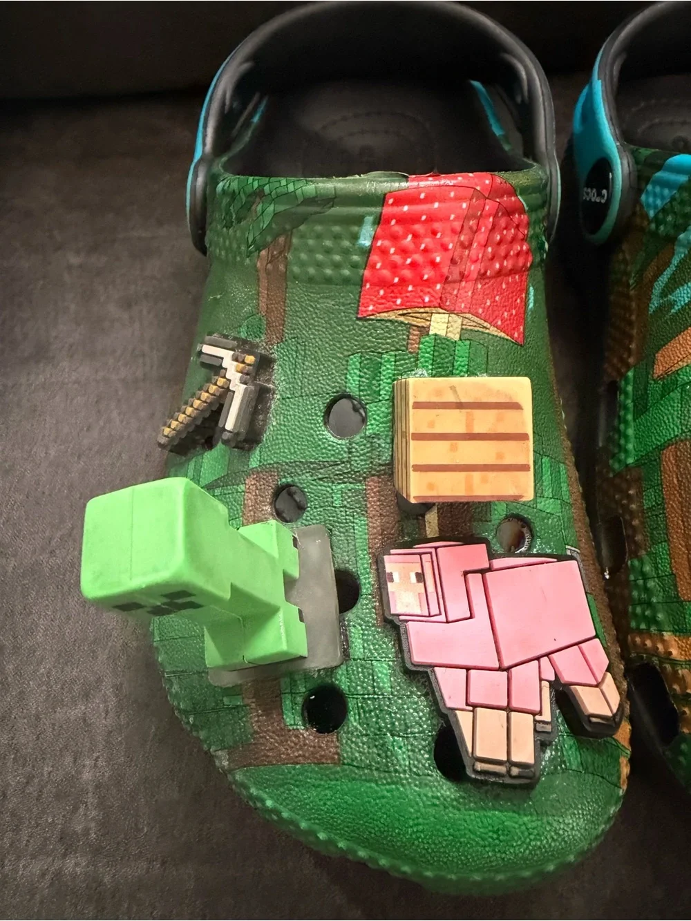 Kids Green Minecraft-Themed Crocs
